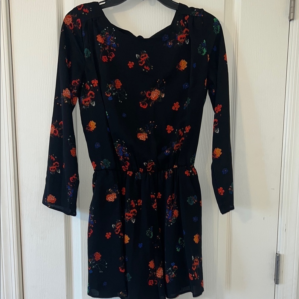 Gianni Bini Floral Black Long Sleeve Dress